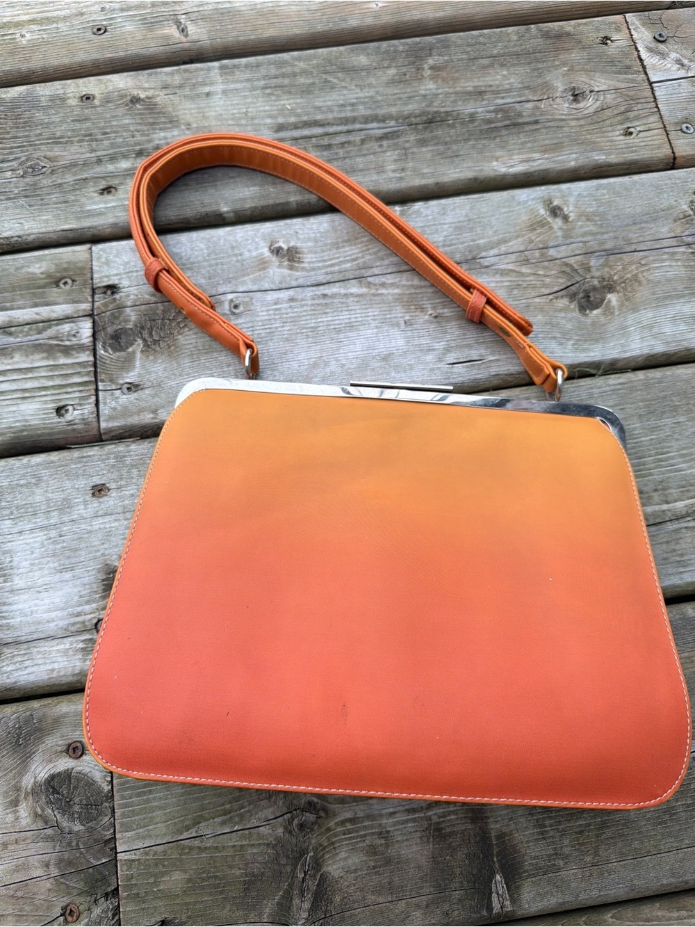 Vintage HUNGUN Orange Structured Frame Shoulder Bag Retro Y2K - Picture 3 of 10